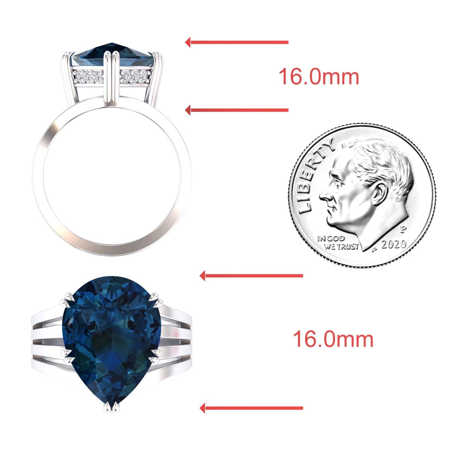 London Blue Topaz & Diamond Regal Ring - Anna