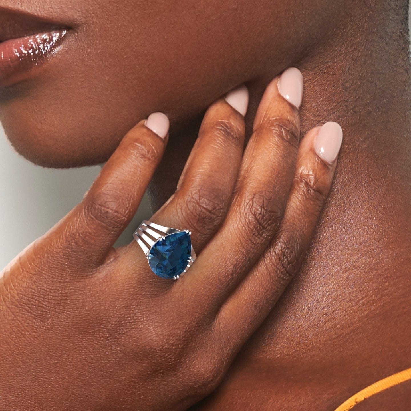 London Blue Topaz & Diamond Regal Ring - Anna