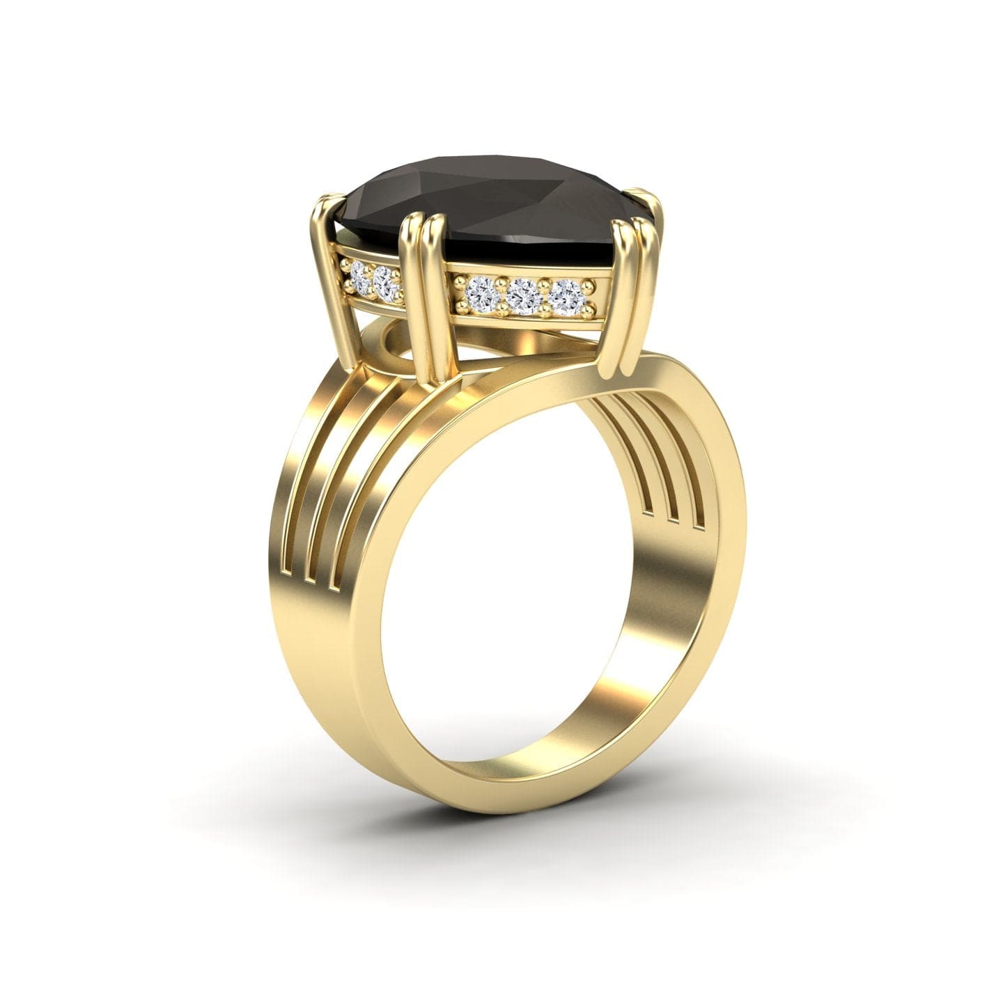 Black Onyx & Diamond Regal Ring - Anna