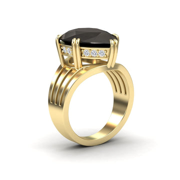 Black Onyx & Diamond Regal Ring - Anna