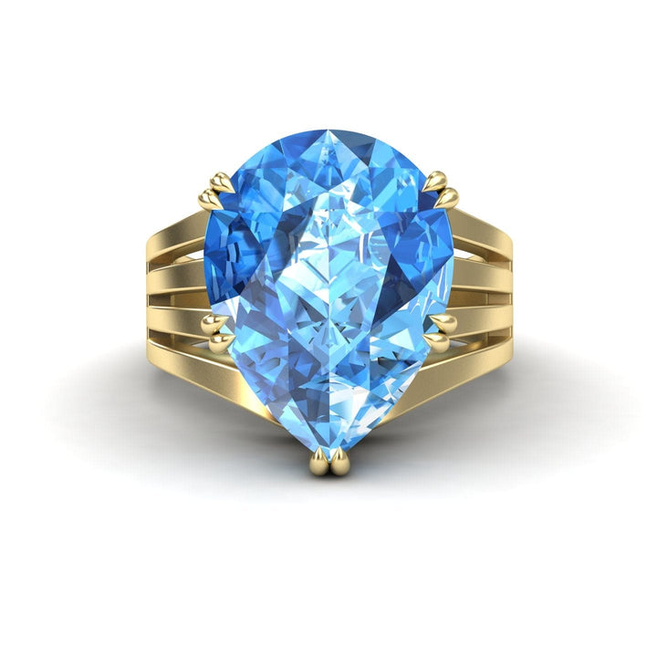 Swiss Blue Topaz & Diamond Regal Ring - Anna