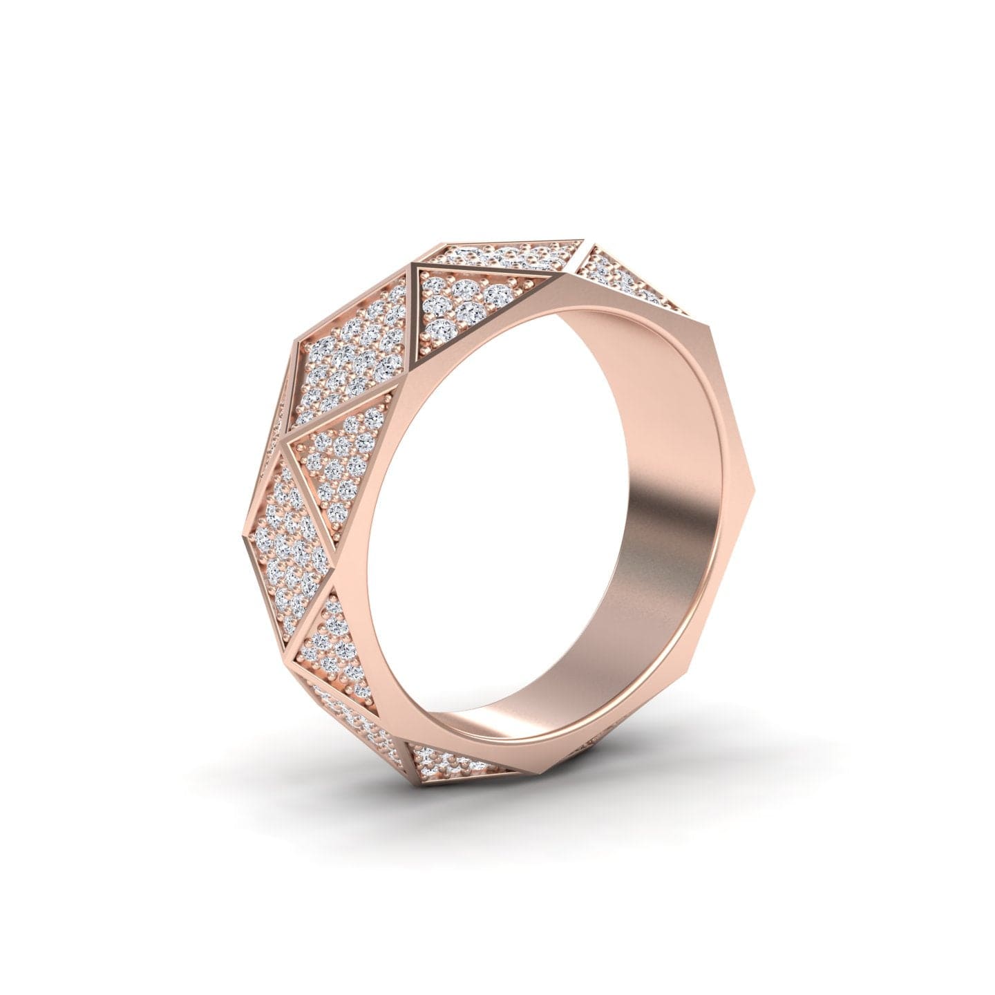 White Diamond Geometric Pave Set Statement Band - Blanca