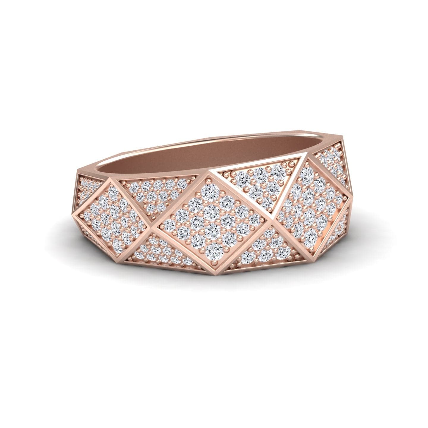 White Diamond Geometric Pave Set Statement Band - Blanca