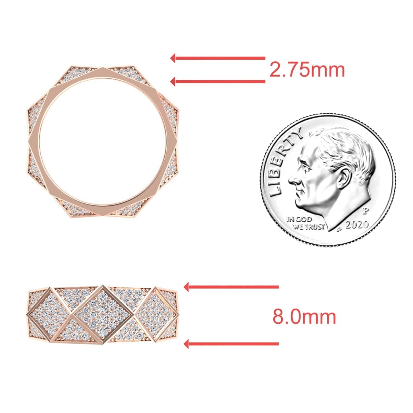 White Diamond Geometric Pave Set Statement Band - Blanca