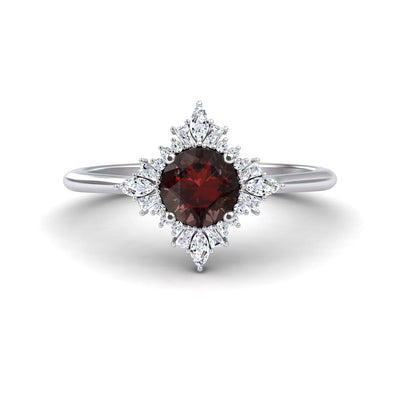 Garnet & Diamond Vintage-Inspired Starburst Ring