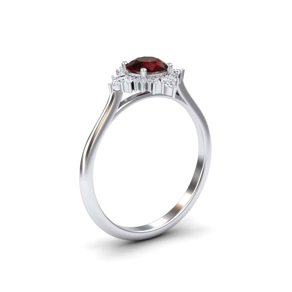 Garnet & Diamond Vintage-Inspired Starburst Ring - Delia
