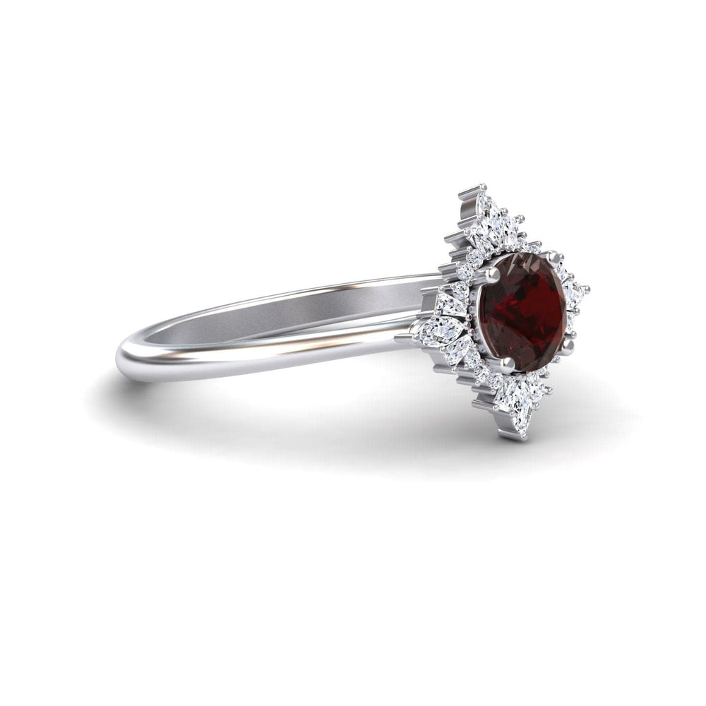 Garnet & Diamond Vintage-Inspired Starburst Ring - Delia
