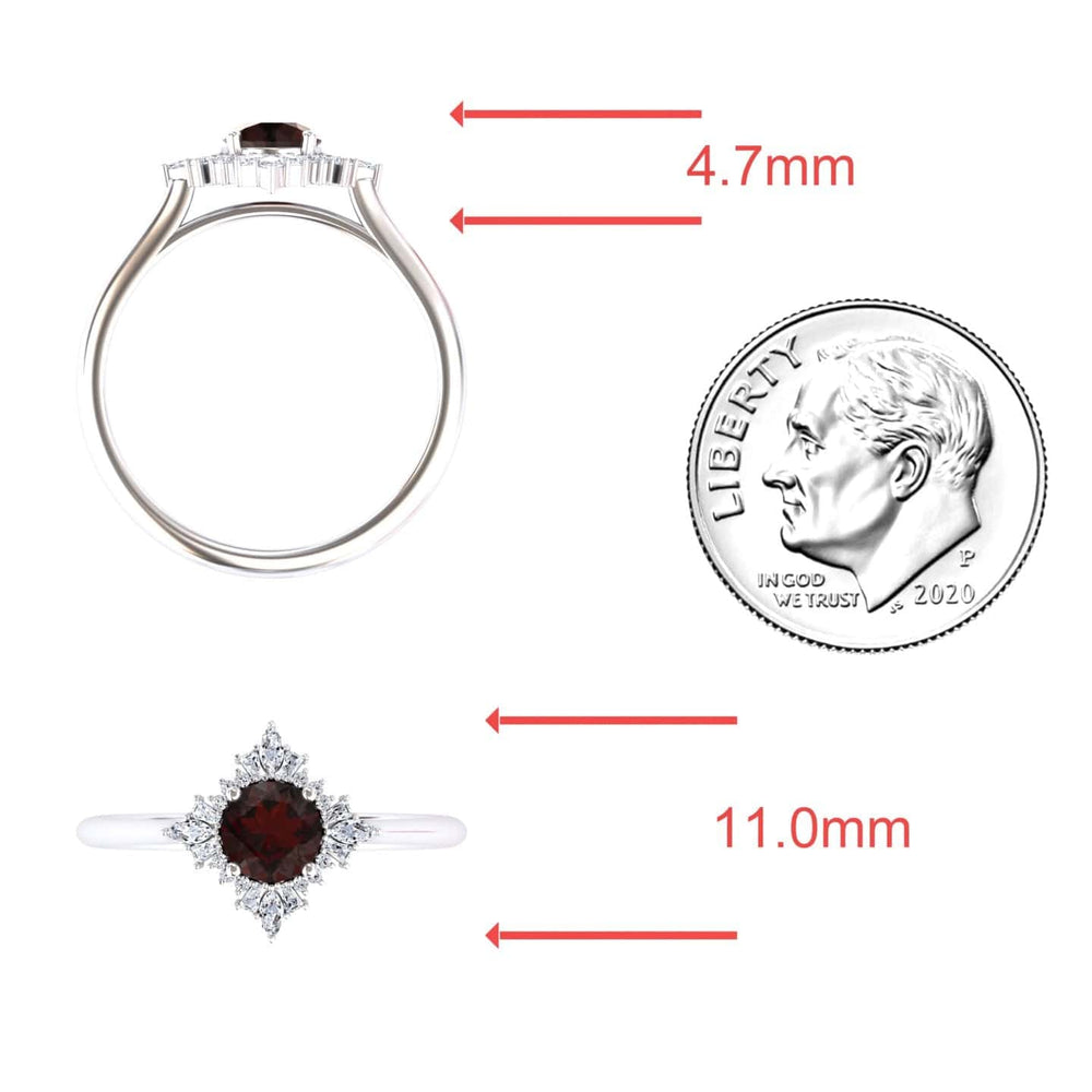 Garnet & Diamond Vintage-Inspired Starburst Ring - Delia