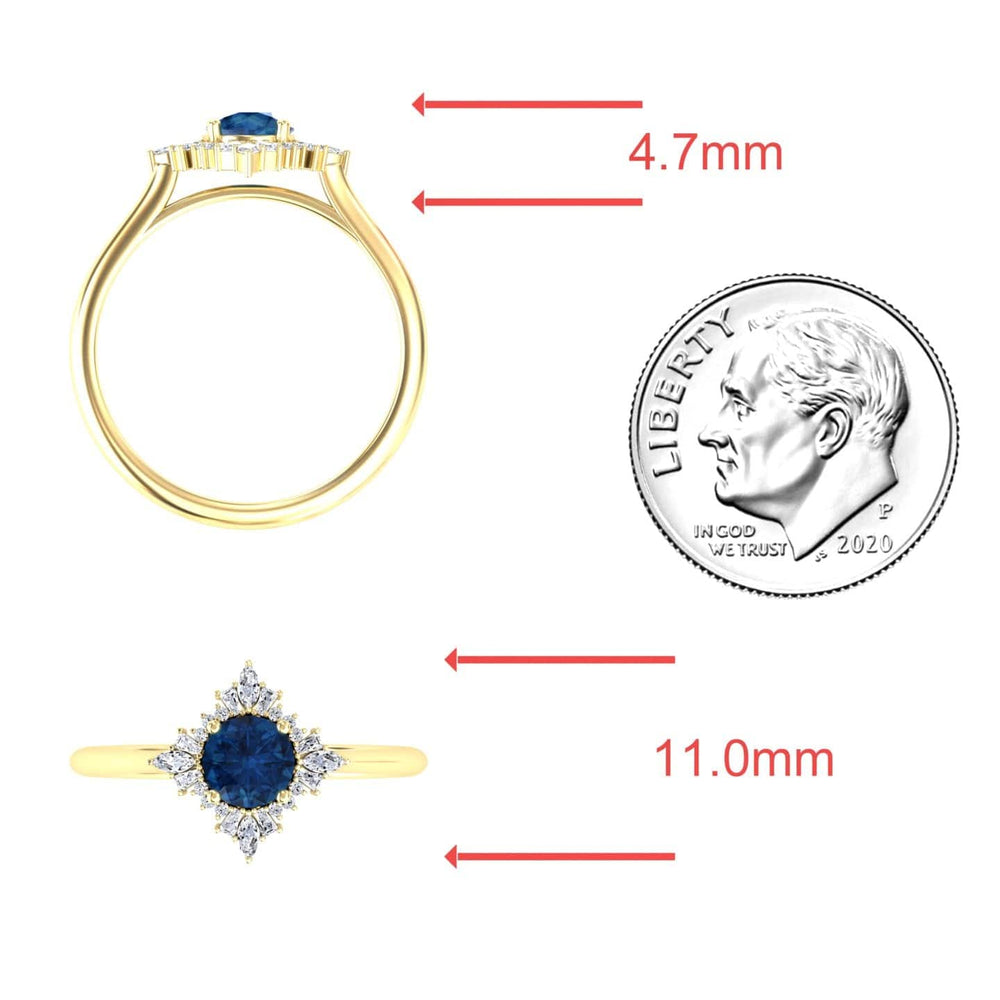 London Blue Topaz & Diamond Vintage-Inspired Starburst Ring - Delia