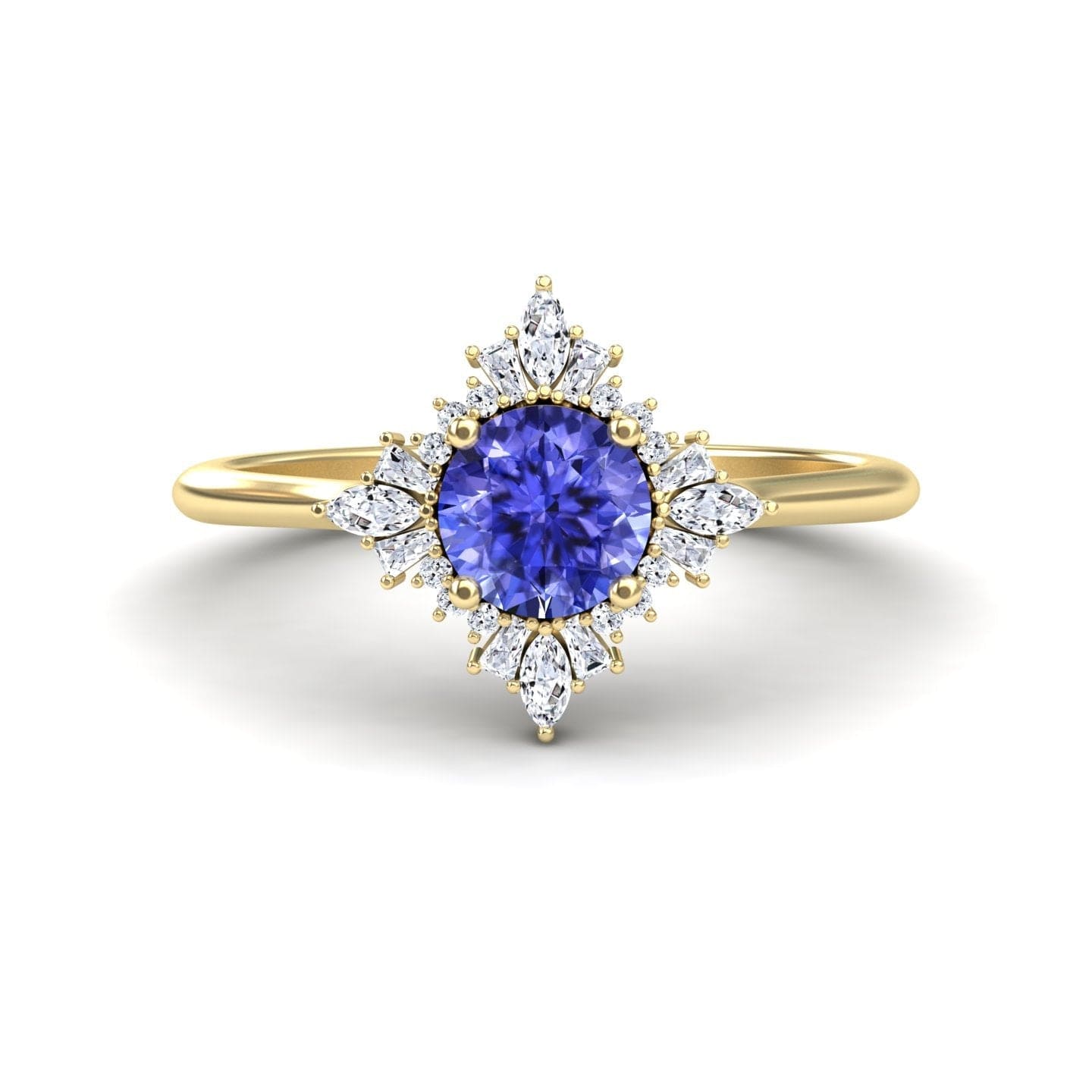 Tanzanite & Diamond Vintage-Inspired Starburst Ring - Delia