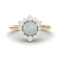 Opal & Diamond Floral Halo Ring - Emily