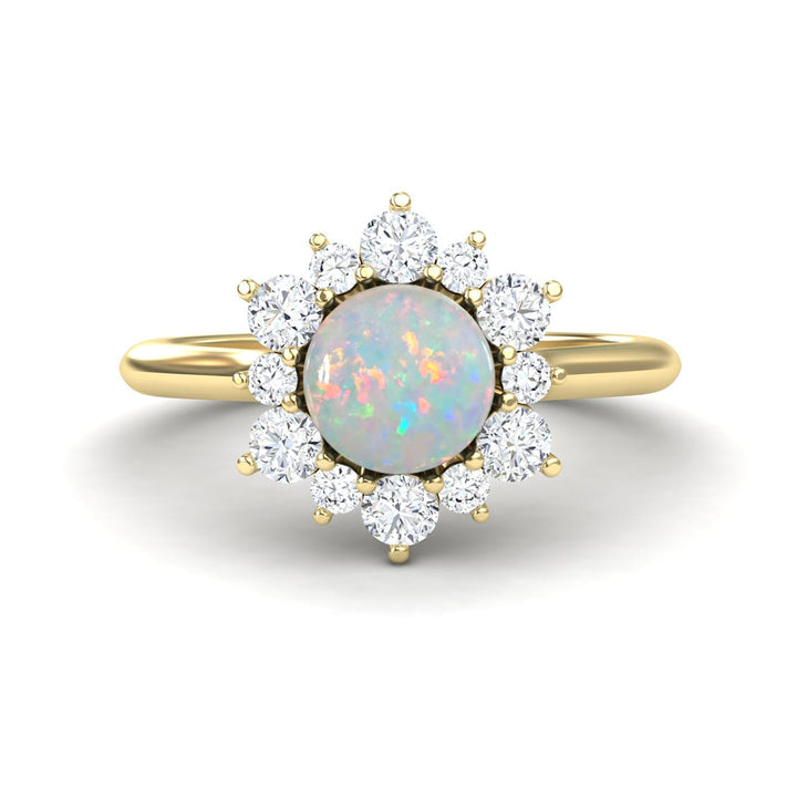Opal & Diamond Floral Halo Ring - Emily