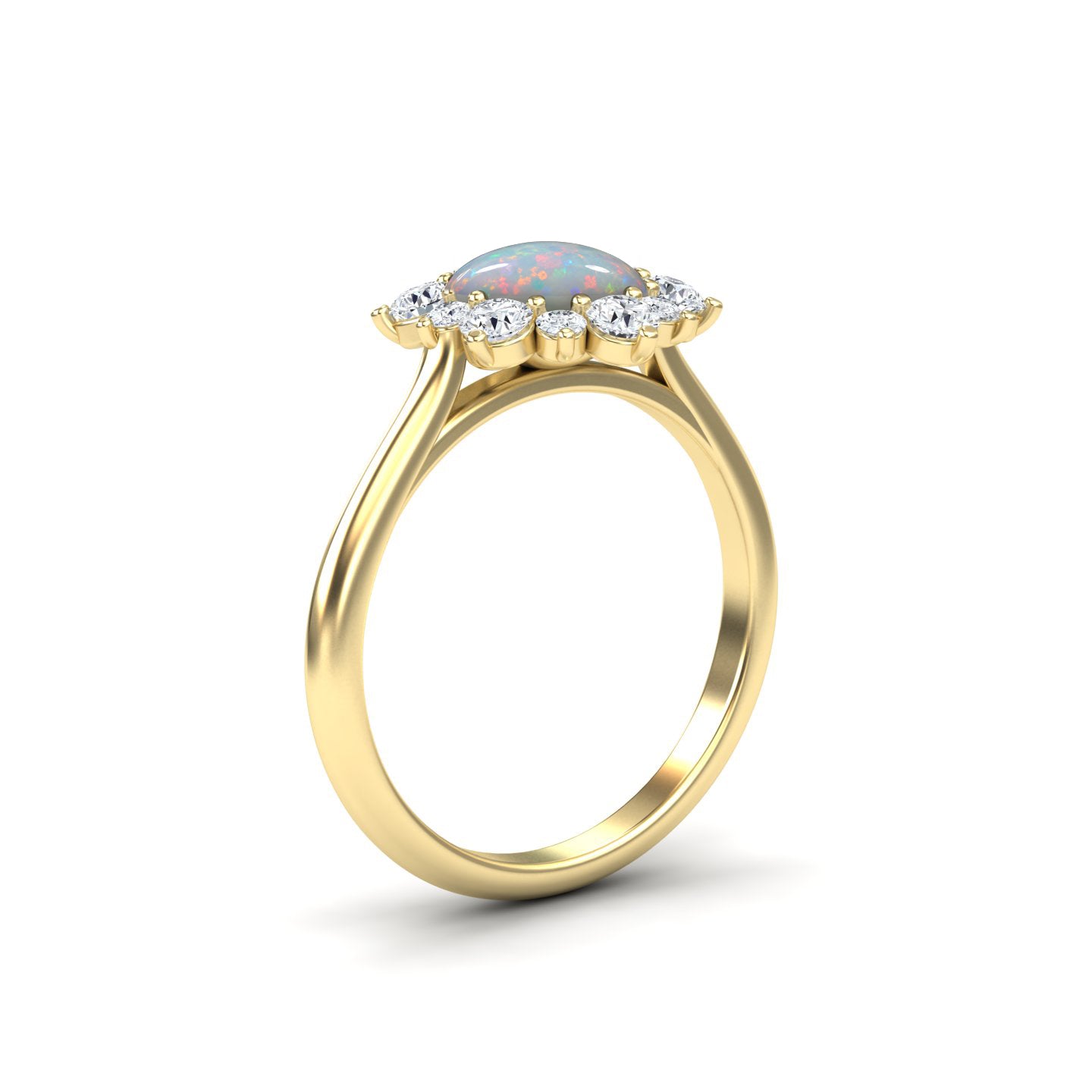 Opal & Diamond Floral Halo Ring - Emily