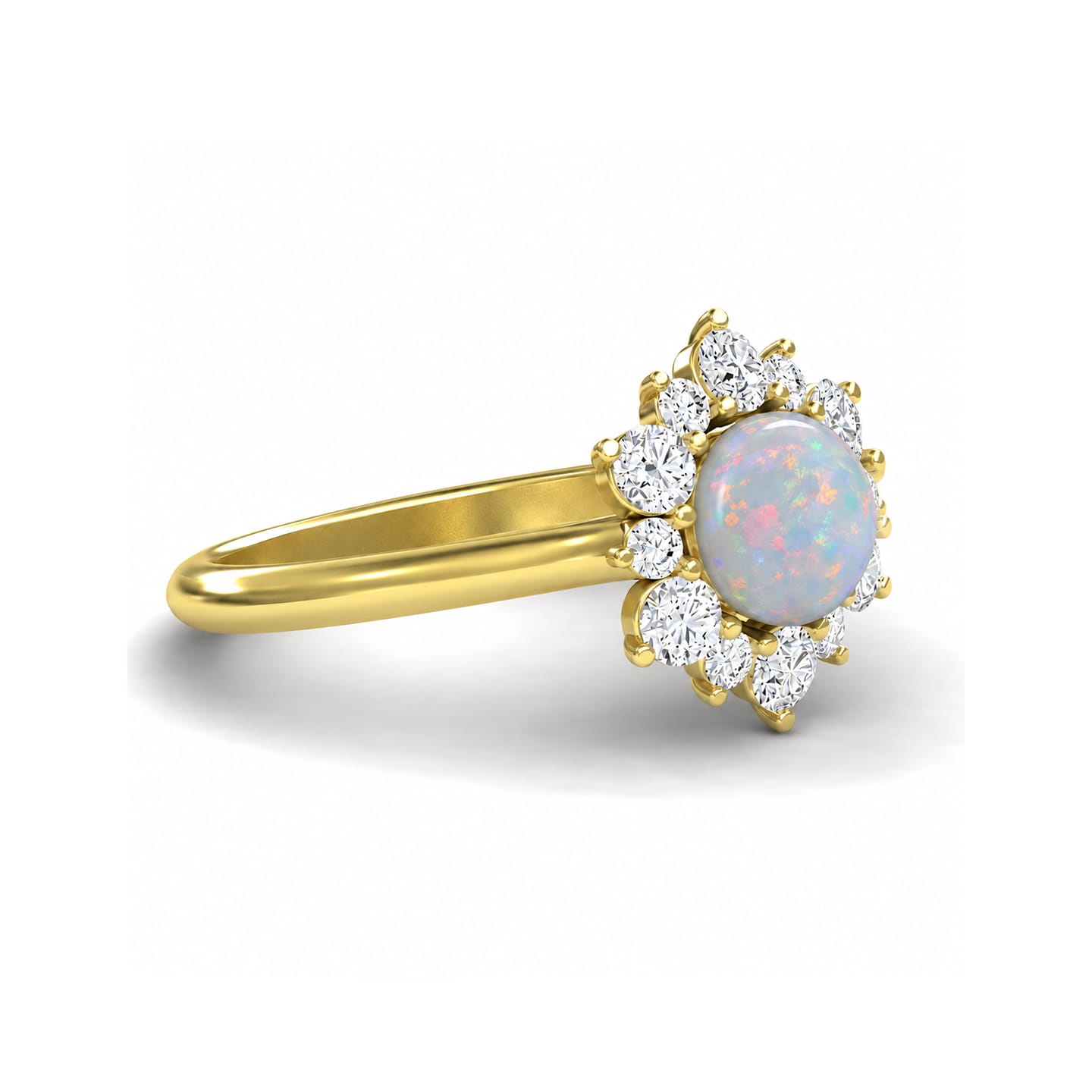 Opal & Diamond Floral Halo Ring - Emily