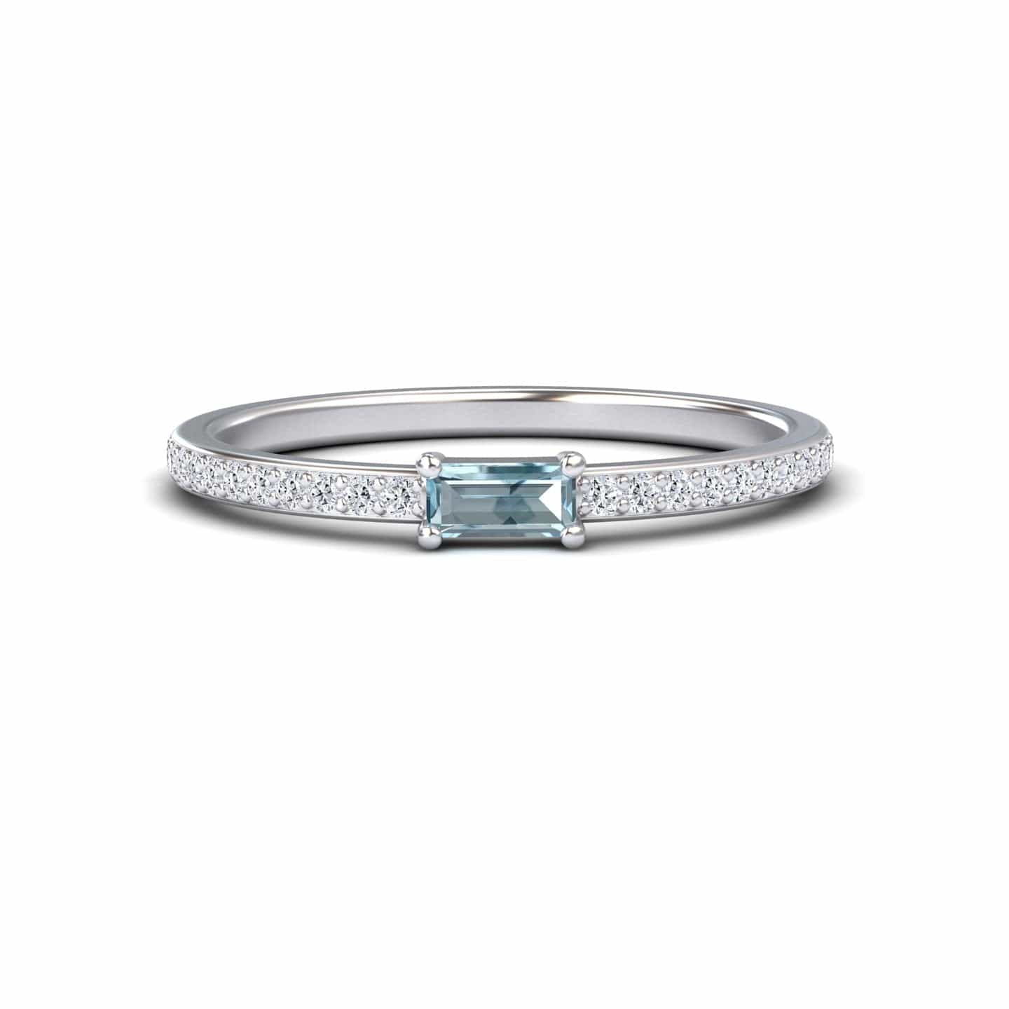 Aquamarine & Diamond Pave Ring - Dia