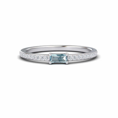 Aquamarine & Diamond Pave Ring