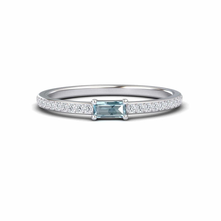 Aquamarine & Diamond Pave Ring - Dia