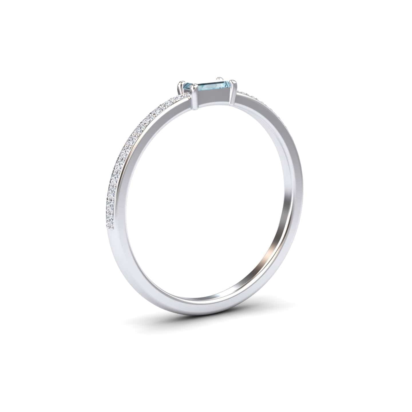 Aquamarine & Diamond Pave Ring - Dia