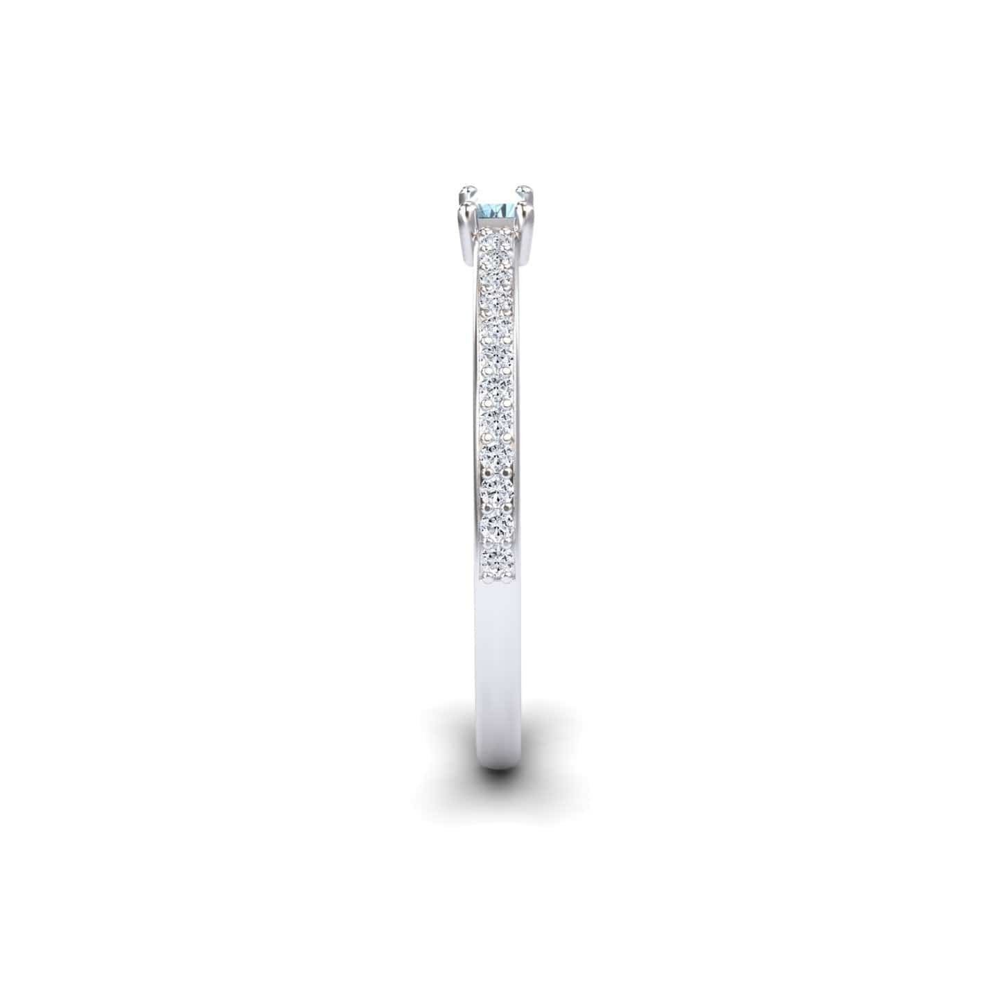 Aquamarine & Diamond Pave Ring - Dia