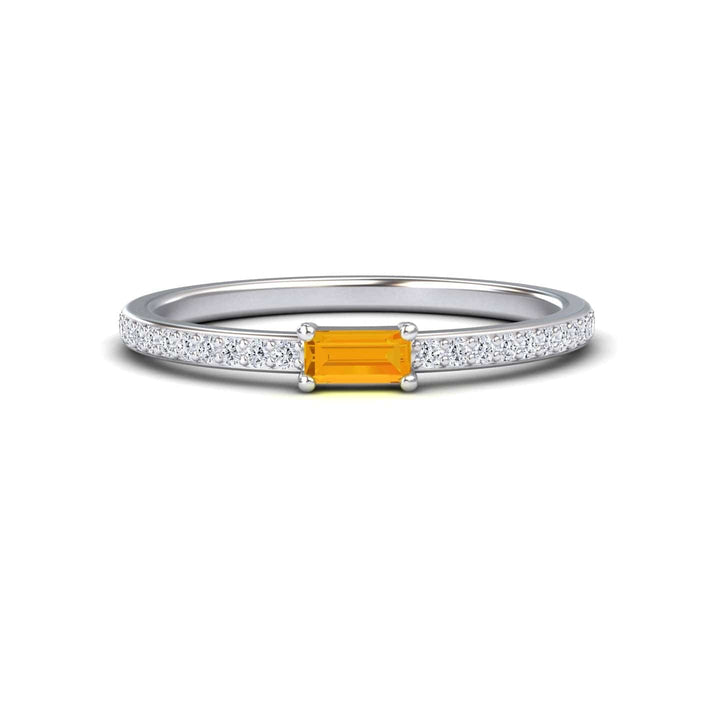 Citrine & Diamond Pave Ring - Dia