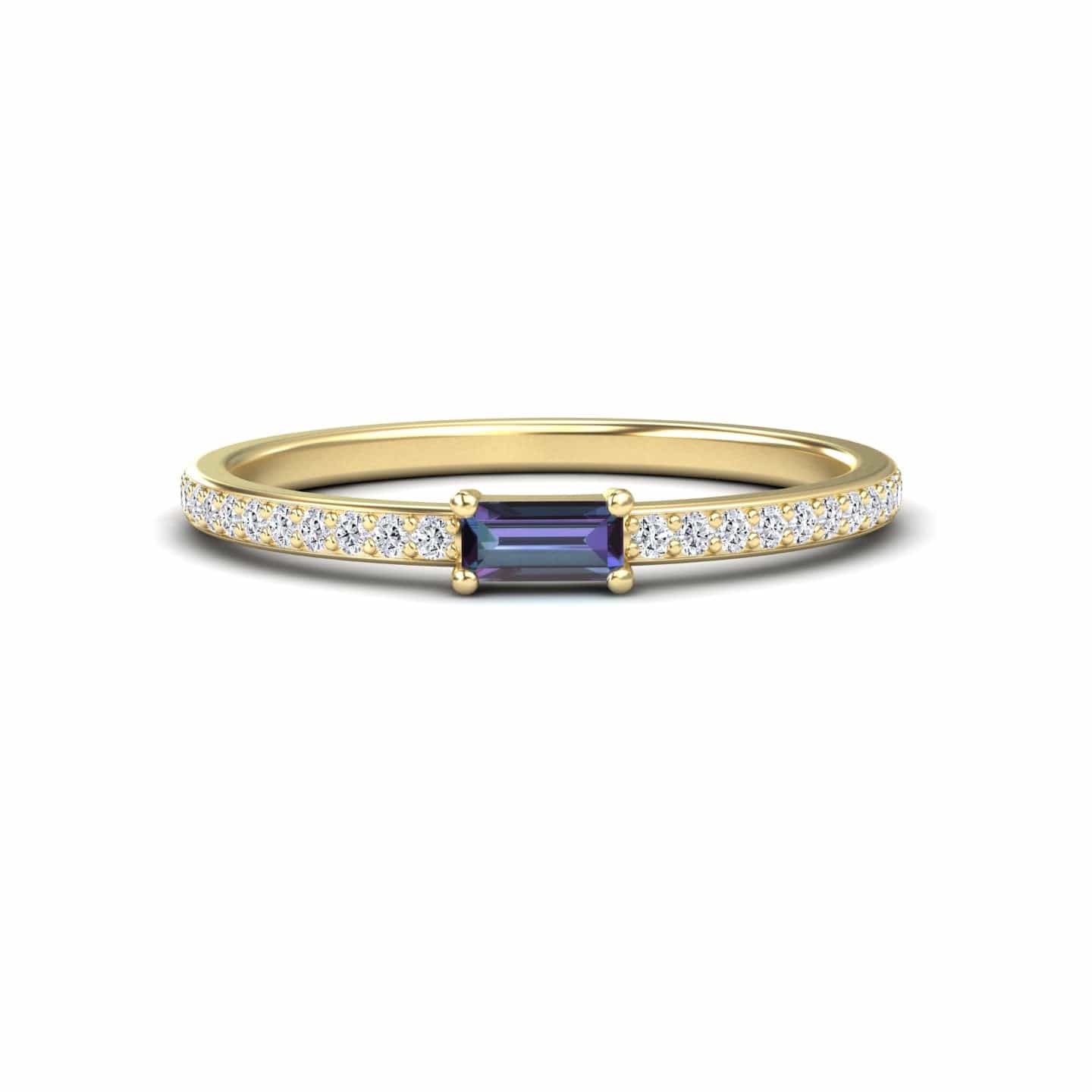 Lab Grown Alexandrite & Diamond Pave Ring - Dia