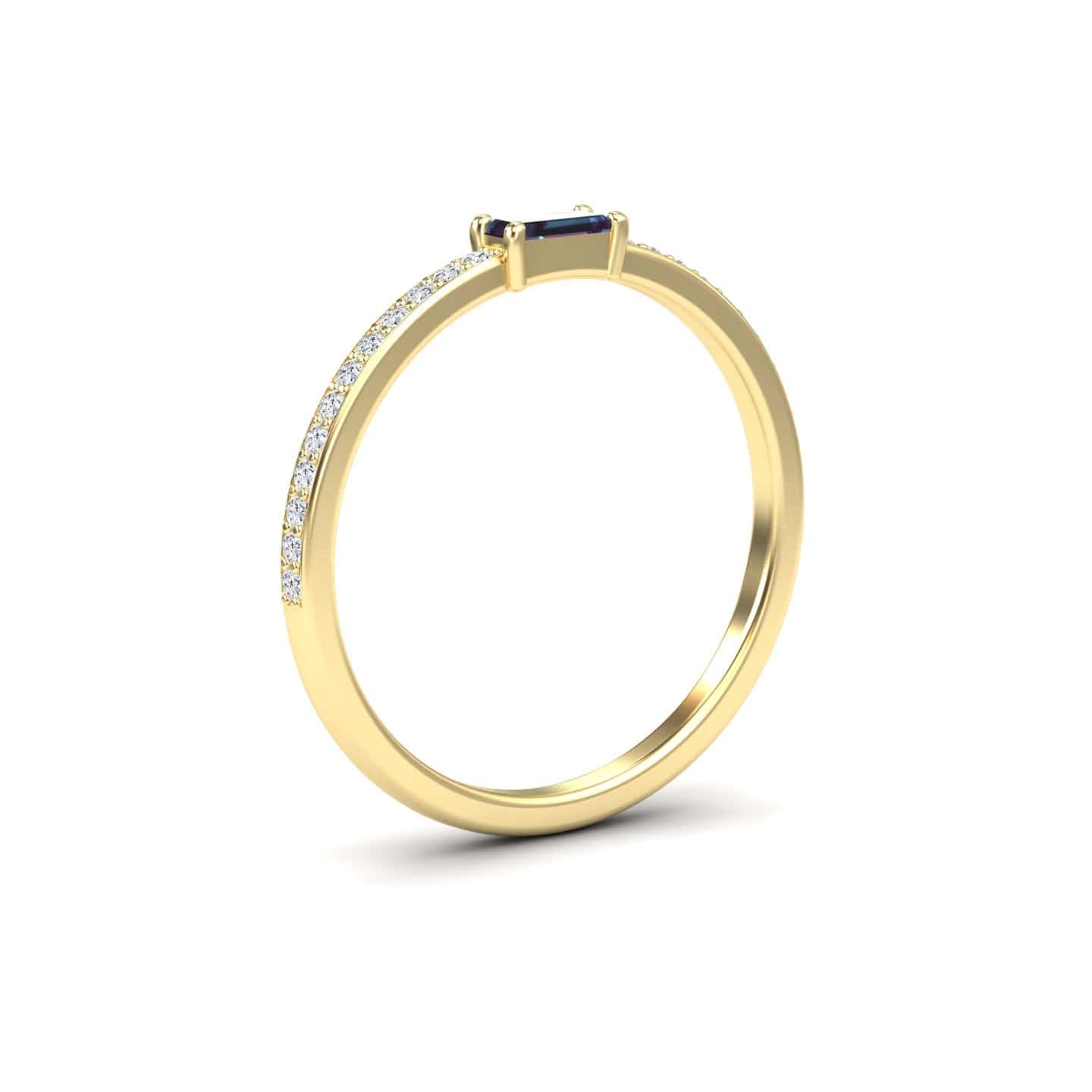 Lab Grown Alexandrite & Diamond Pave Ring - Dia