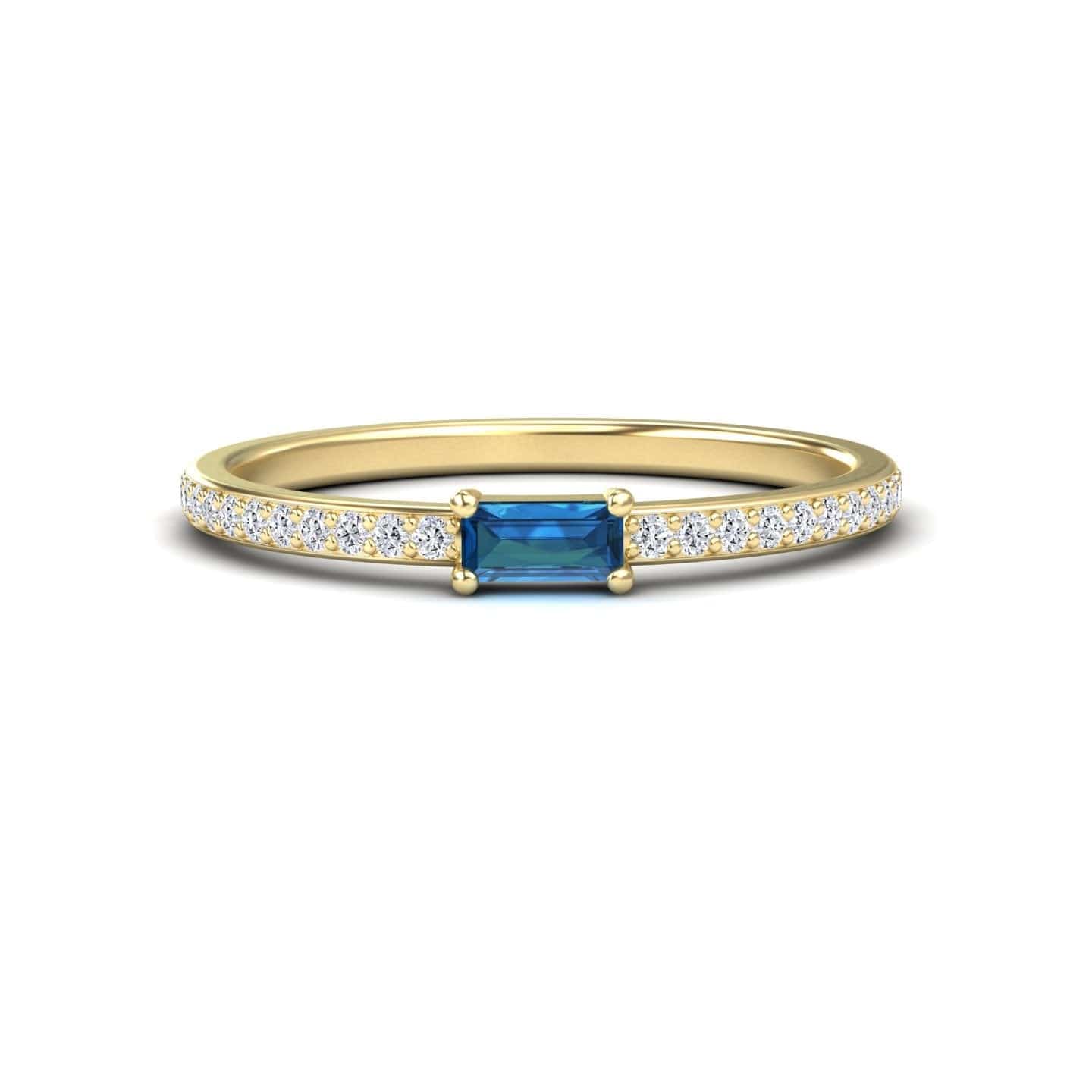 London Blue Topaz & Diamond Pave Ring - Dia