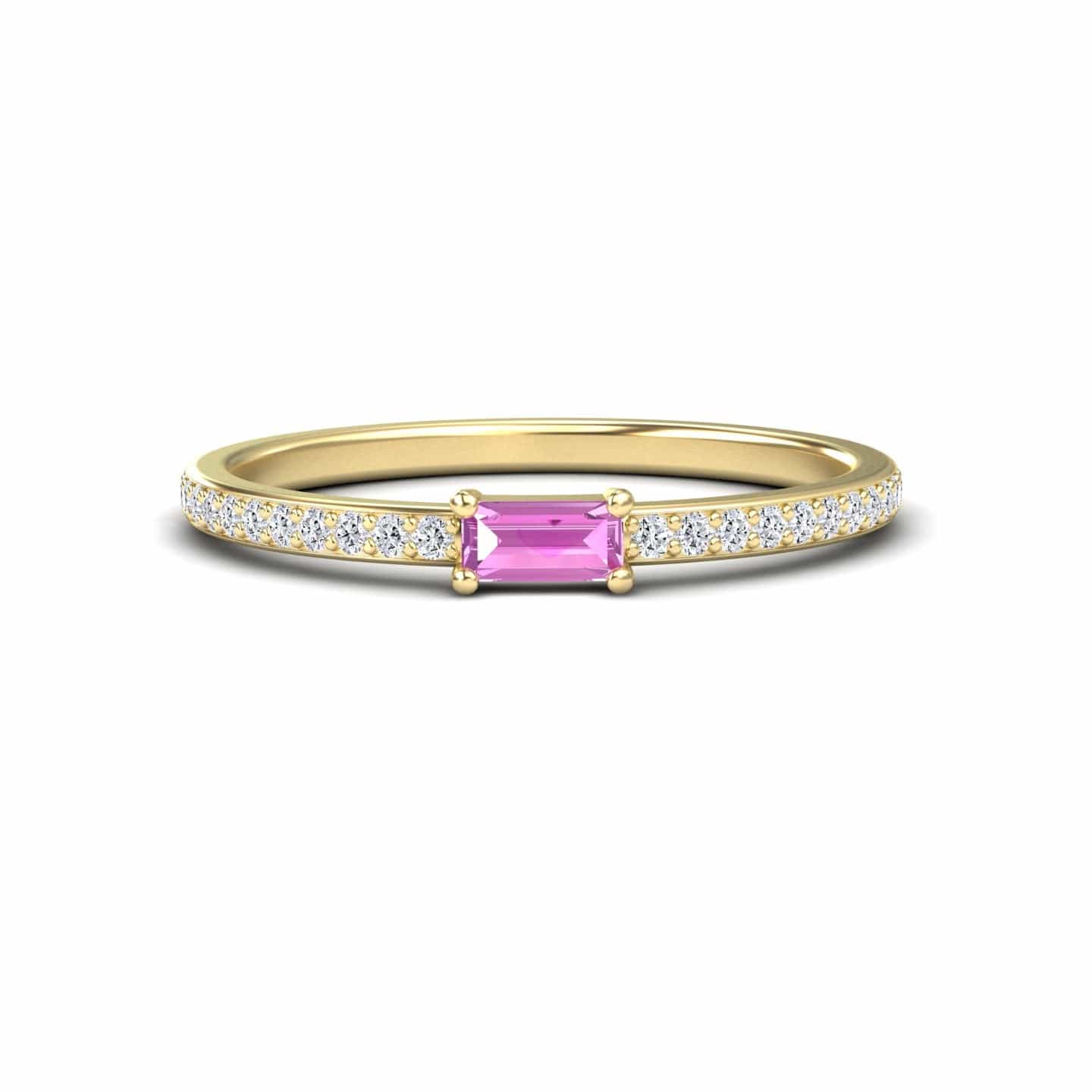 Pink Sapphire & Diamond Pave Ring - Dia