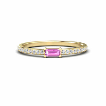 Pink Sapphire & Diamond Pave Ring - Dia