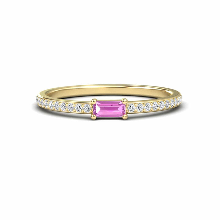 Pink Sapphire & Diamond Pave Ring - Dia