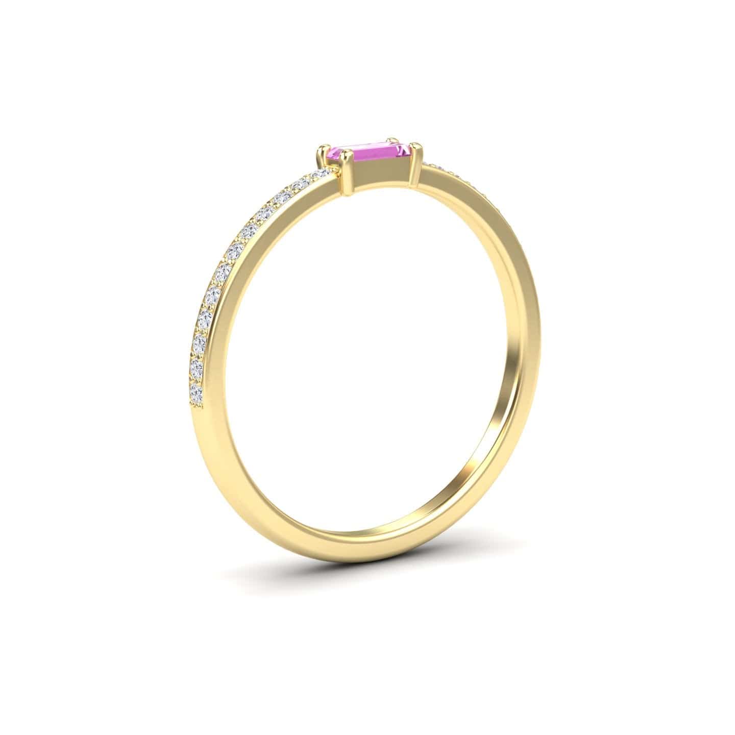 Pink Sapphire & Diamond Pave Ring - Dia