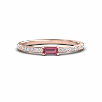 Pink Tourmaline & Diamond Pave Ring