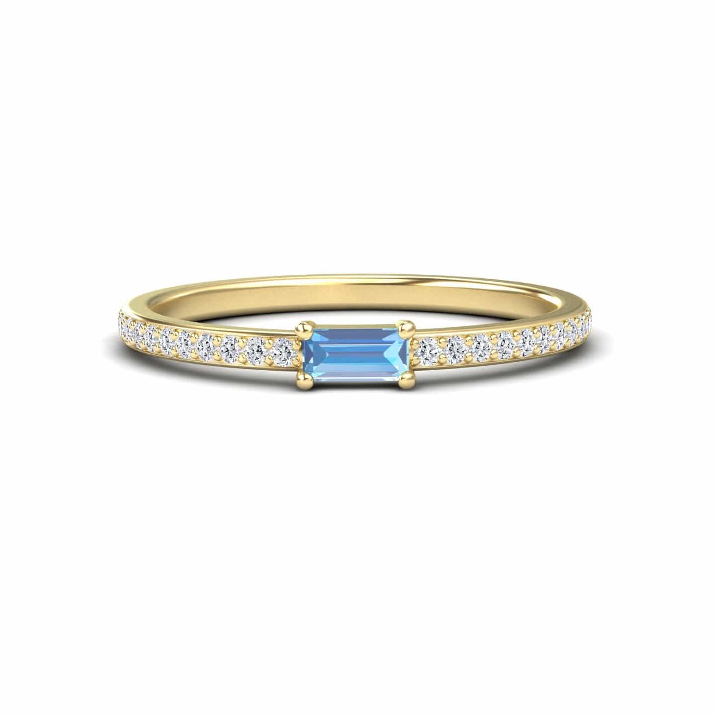 Swiss Blue Topaz & Diamond Pave Ring - Dia