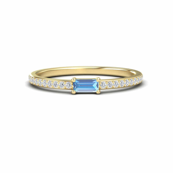 Swiss Blue Topaz & Diamond Pave Ring - Dia