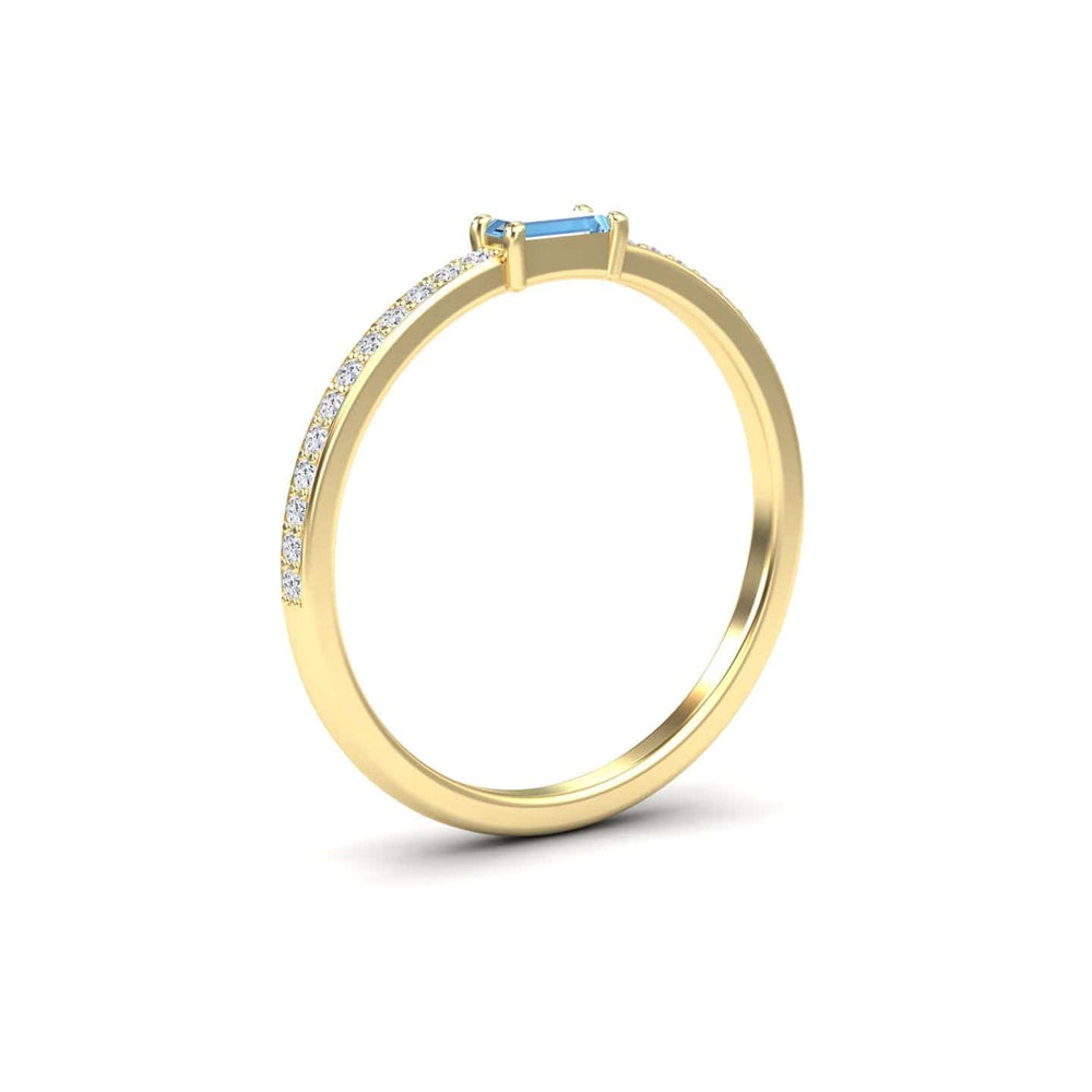 Swiss Blue Topaz & Diamond Pave Ring - Dia