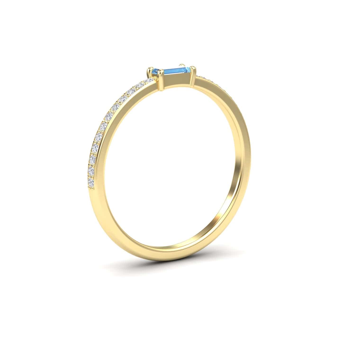 Swiss Blue Topaz & Diamond Pave Ring - Dia