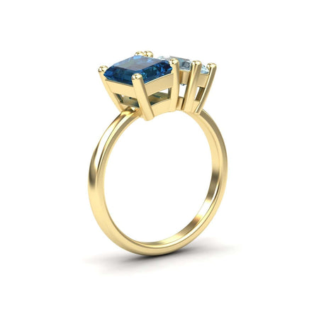 London Blue Topaz & Aquamarine Toi et Moi Cocktail Ring - Ellen