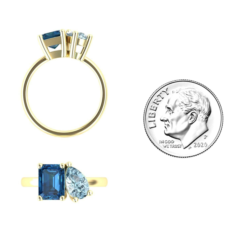 London Blue Topaz & Aquamarine Toi et Moi Cocktail Ring - Ellen