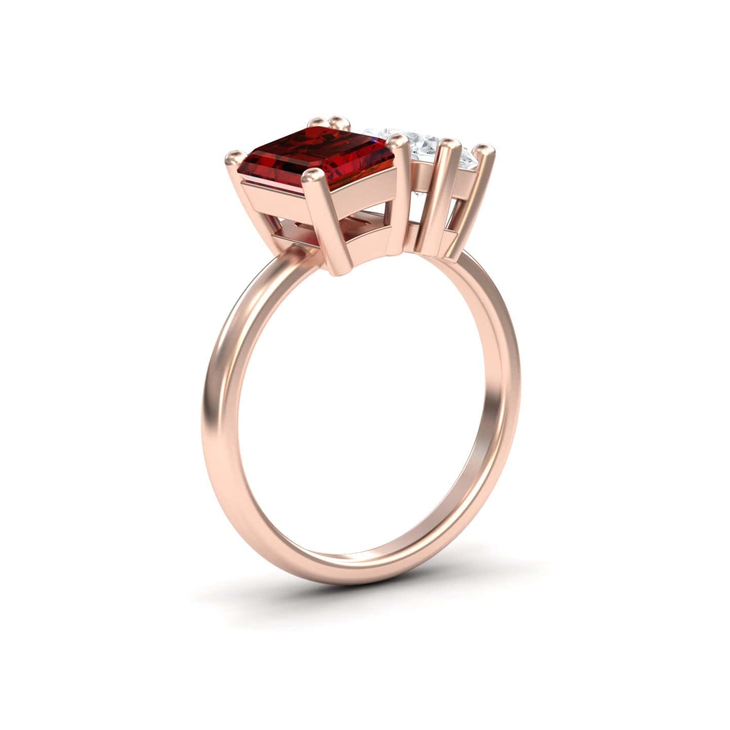 Lab Grown Ruby & Moissanite Toi et Moi Cocktail Ring  - Ellen