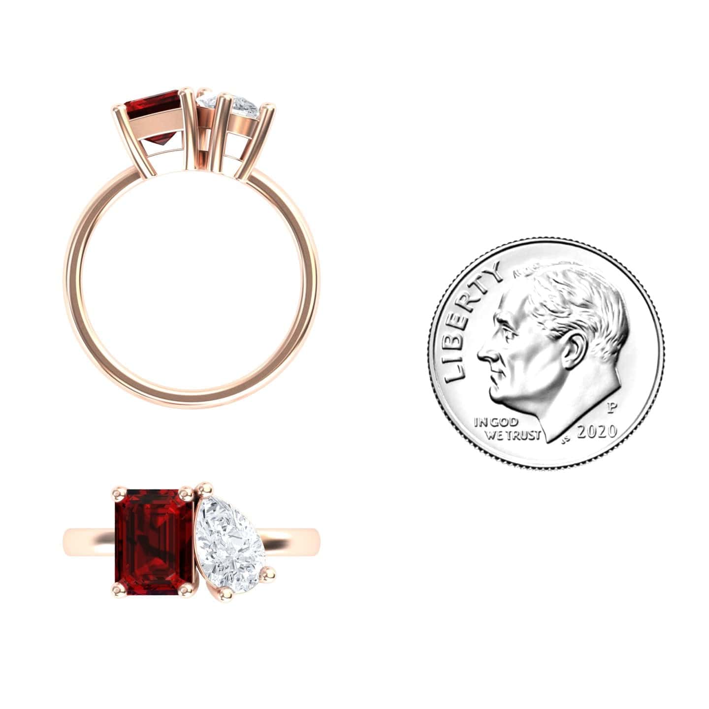 Lab Grown Ruby & Moissanite Toi et Moi Cocktail Ring  - Ellen