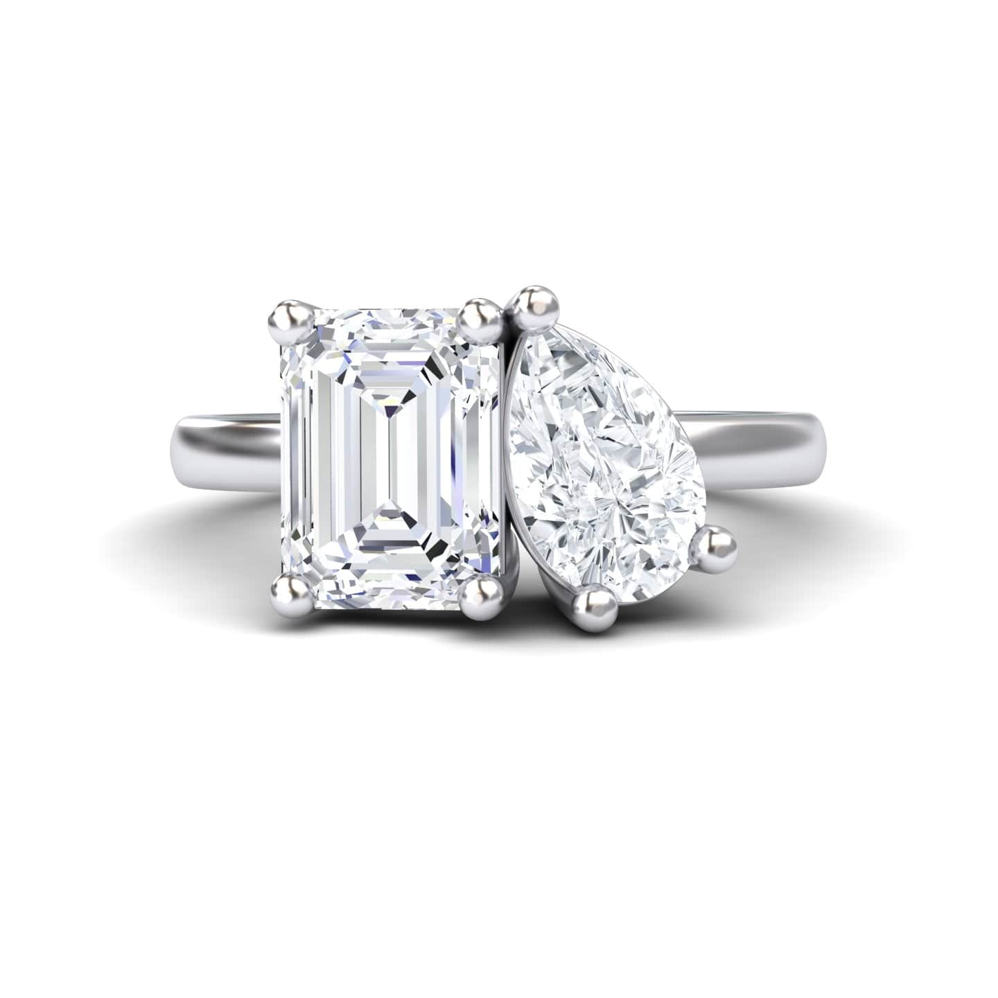 White Moissanite Toi et Moi Cocktail Ring - Ellen