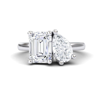 White Moissanite Toi et Moi Cocktail Ring  - Ellen