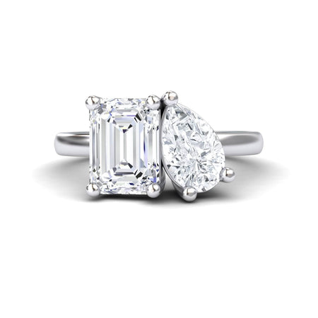 White Moissanite Toi et Moi Cocktail Ring - Ellen