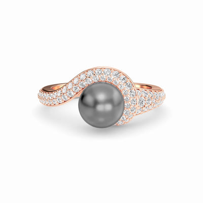 Tahitian Pearl & Diamond Accented Twist Ring