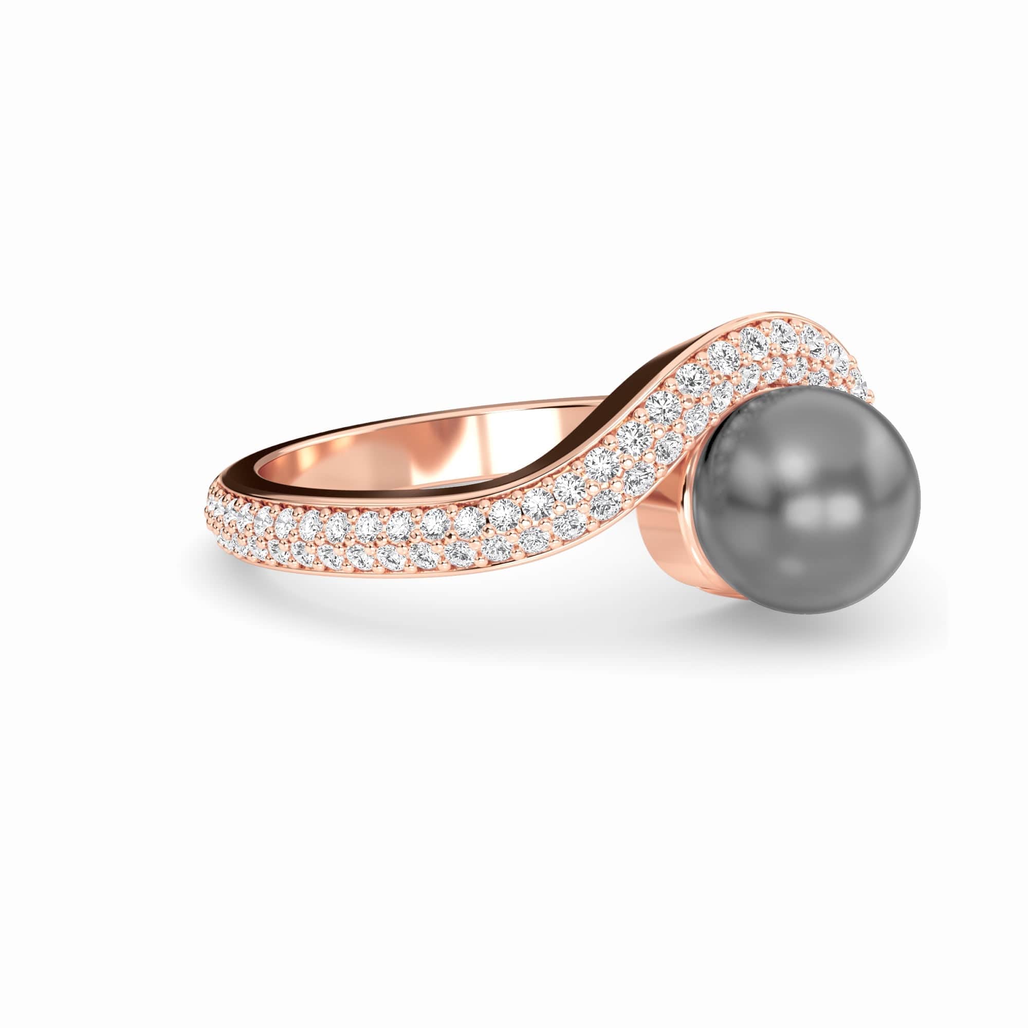 Tahitian Pearl & Diamond Accented Twist Ring - Eliana