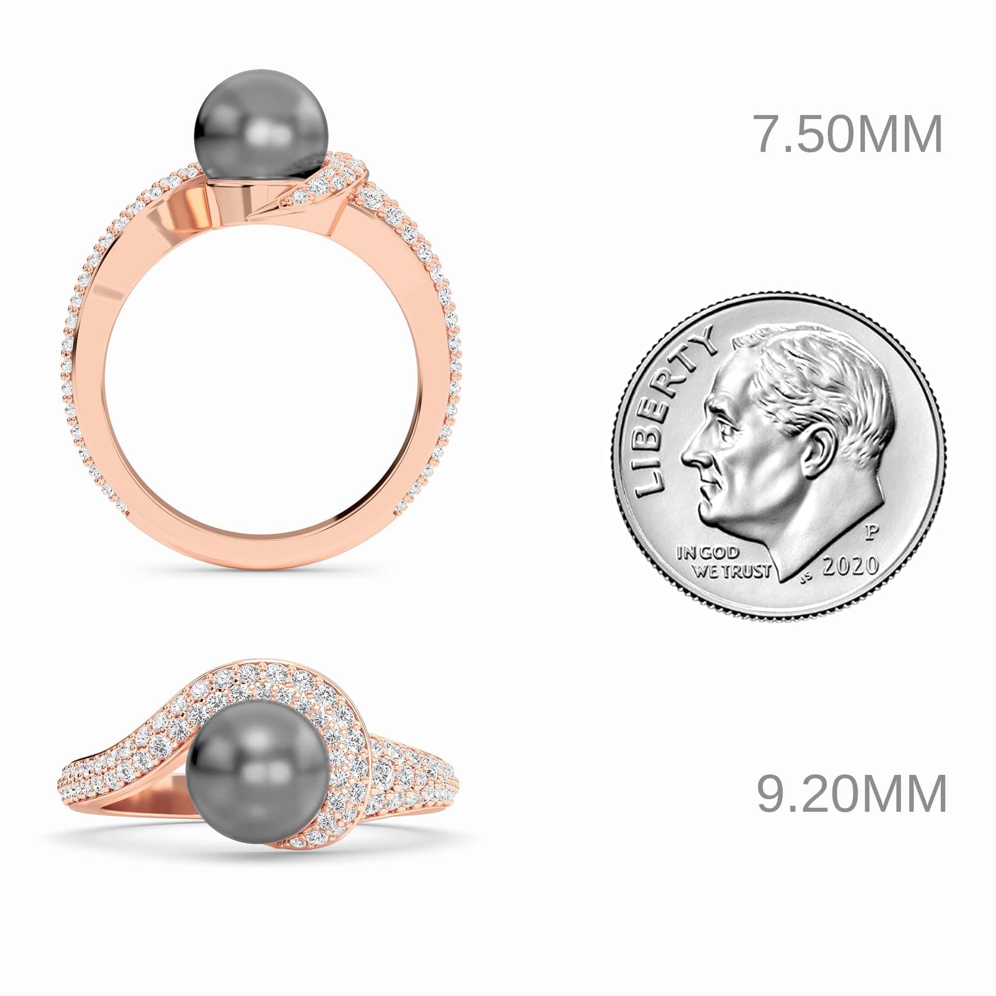 Tahitian Pearl & Diamond Accented Twist Ring - Eliana
