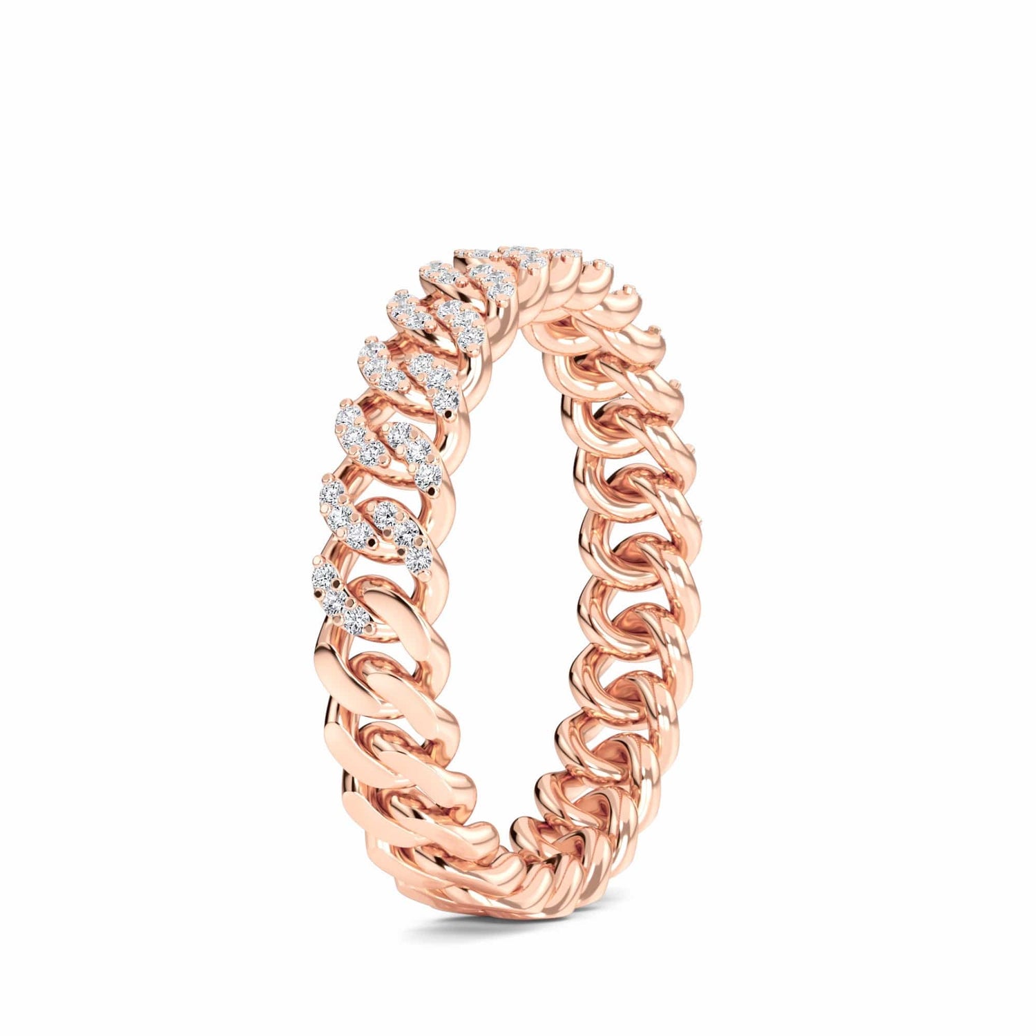 White Diamond Chain Link Ring - Ines