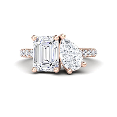 Lab Grown Moissanite Toi et Moi Ring