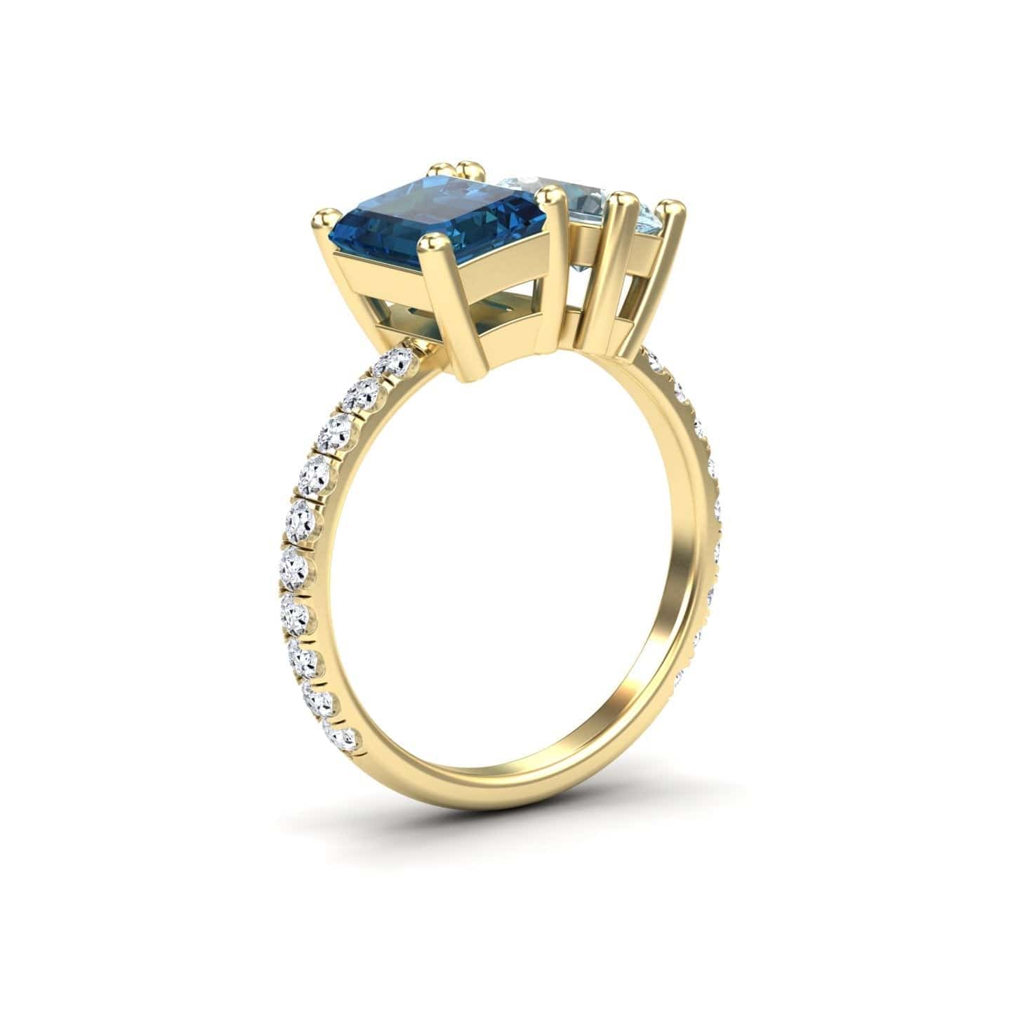 London Blue Topaz & Aquamarnine Toi et Moi Ring - Gauri