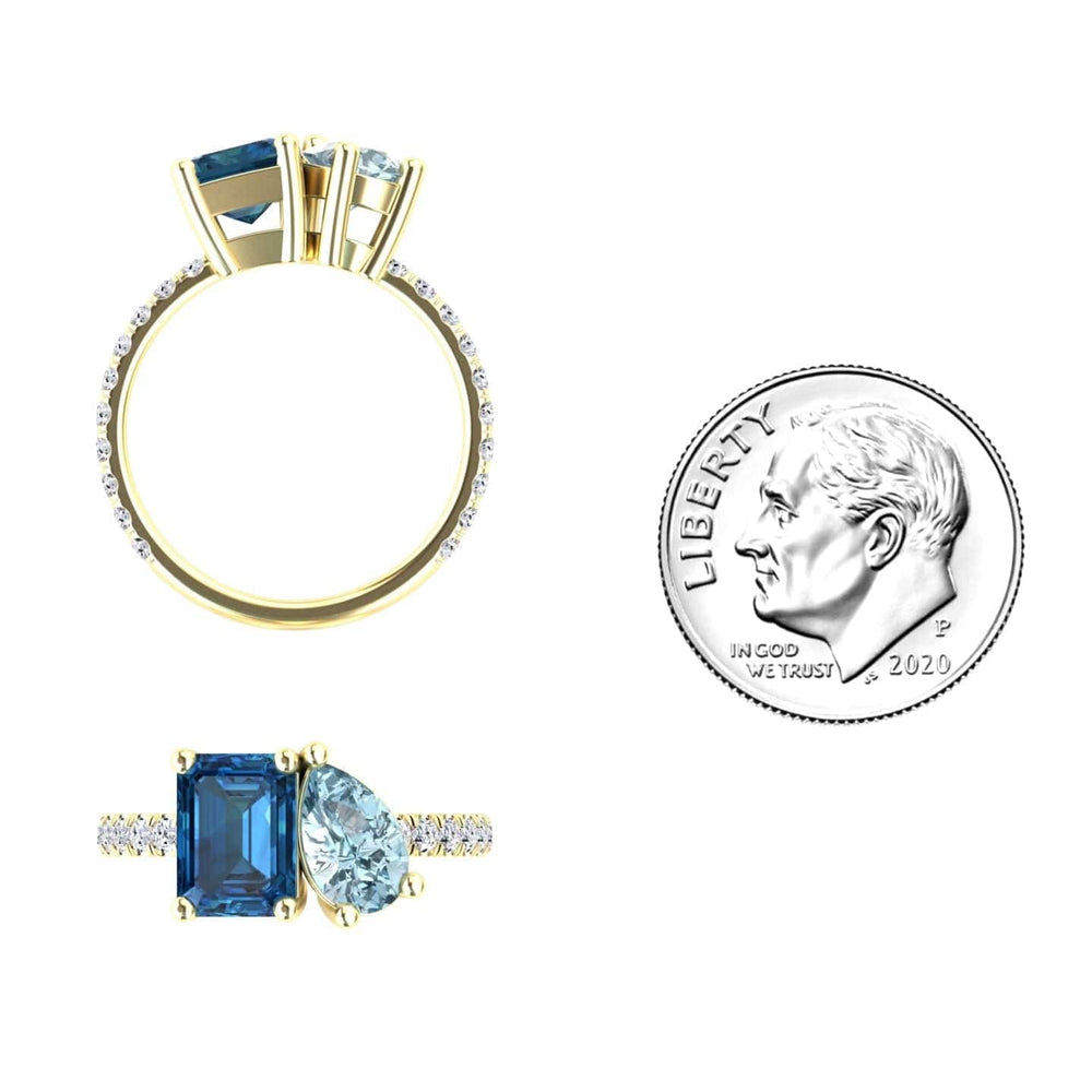 London Blue Topaz & Aquamarnine Toi et Moi Ring - Gauri
